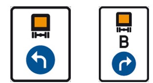 V&auml;gm&auml;rke f&ouml;r p&aring;bjuden k&ouml;rriktning f&ouml;r fordon lastat med farligt 