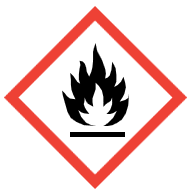 Farosymbol för brandfarliga varor, fyrkant med flamma i