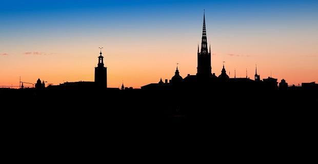 Stockholmsvy i skymning