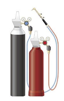 Illustration av acetyle flaskor