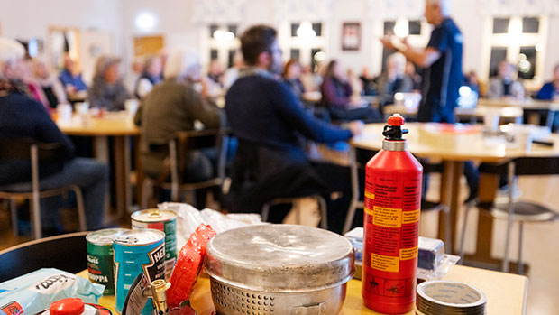 Beredskapsutbildning i bygdegård på Värmdö.