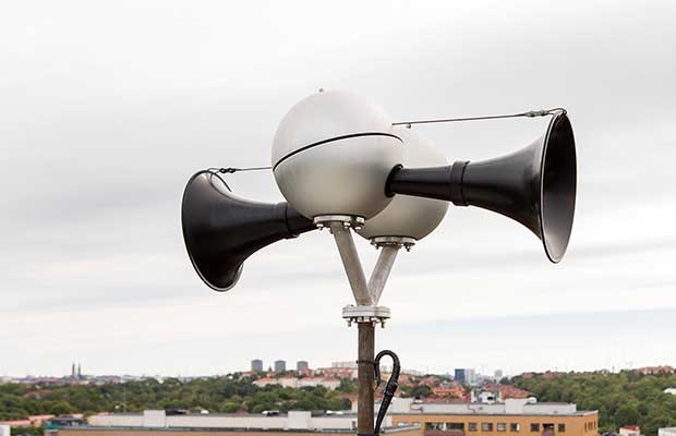 Ljudanläggning som används vid utsändning av Viktigt meddelande till allmänheten (VMA)..