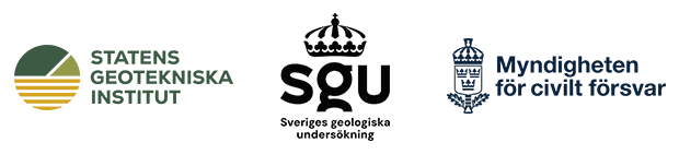 Logotyper för Statens geotekniska institut,  Sveriges geologiska  undersökning, MSB